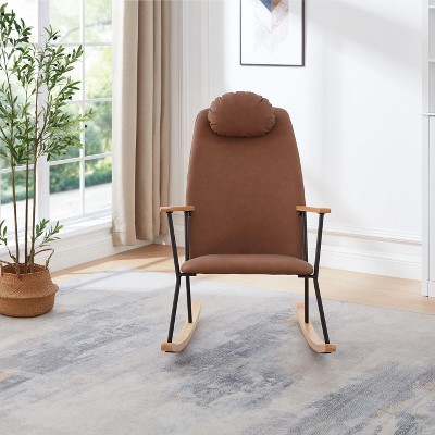 NicBex Accent Chair Rocking Chair with Adjustable Headrest Pillow Upholstered Glider Rocker Comfy Chair for Living Room, Bedroom