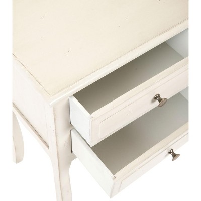 Beige Transitional Solid Poplar Rectangular End Table with Storage