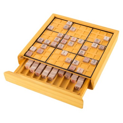 Toy Time Wood Sudoku Board Game Set with Number Tiles, Wooden Game Board, and Puzzle Book for Adults and Kids