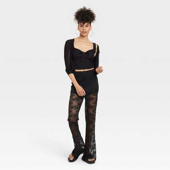 Women's Mid-Rise Flare Sheer Lace Pants - Wild Fable™