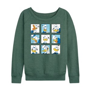 Women's - Disney - Donald Grid Lightweight French Terry Wide Neck Long Sleeve Shirt - 1 of 4