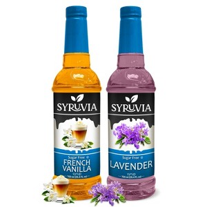 Syruvia Sugar Free Coffee Flavors Variety Pack: French Vanilla & Lavender 25.4 fl oz Syrup - 1 of 4