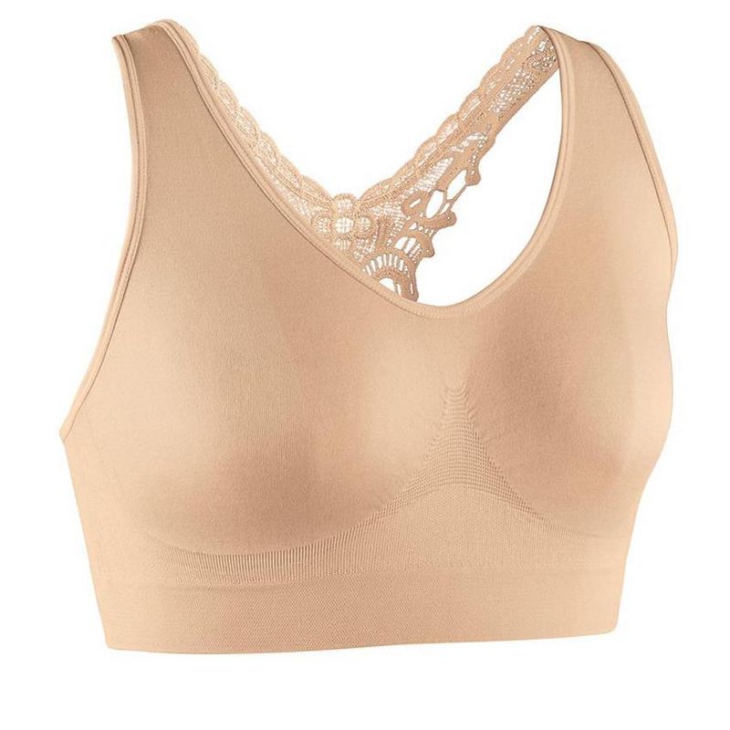 Collections Etc Seamless Lace Butterfly Racerback Bra - Soft Nylon with Slip-On Design, 4 of 4