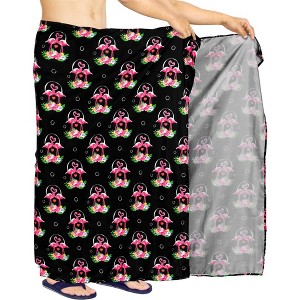 HAPPY BAY Men's Swimwear Cover Up Swim Wrap Beachwear Sarongs Beach Lava Lava Hawaiian Pareo Summer Long Sulu For Men One Size Black, flamingo - 1 of 4