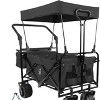 Naysaye Planters Folding Wagon Cart Telescopic Handle Foot Brakes Adjustable for Outdoor Garden Beach, Black, 31.89"*24.29"*50.39" - 2 of 4