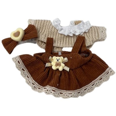 Doll Clothes Superstore Brown Corduroy Jumper with Tan Sweater Fits 17.5 cm Labubu Dolls