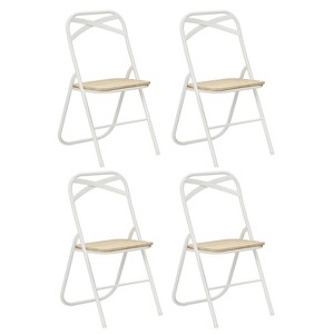 FurnitureR Folding Chair with MDF Wood Seat and Sturdy Metal Frame, Lightweight Space-Saving Foldable Chair for Dining, Patio & Extra Seating - 1 of 4