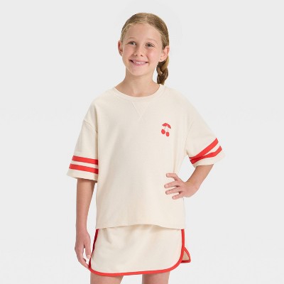 Girls' Short Sleeve French Terry Sporty T-Shirt - Cat & Jack™