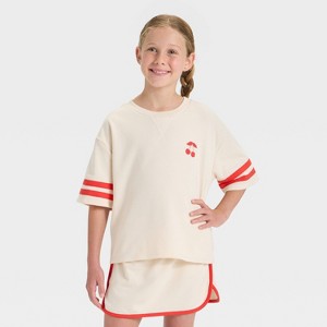 Girls' Short Sleeve French Terry Sporty T-Shirt - Cat & Jack™ - 1 of 4