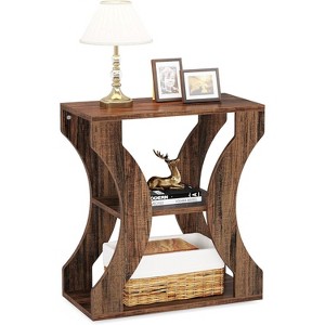 Tribesigns 24" Farmhouse End Table, 3-Tier Narrow Side Table with Storage Shelves, Industrial Wood Nightstand Bedside Table for Living Room, Bedroom - 1 of 4