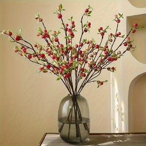 Attop [3pcs Mini Apple Branches] 3pcs Vibrant Red and Green Artificial Mini Apple Branches | Faux Fruit Stems for Decor - 1 of 4