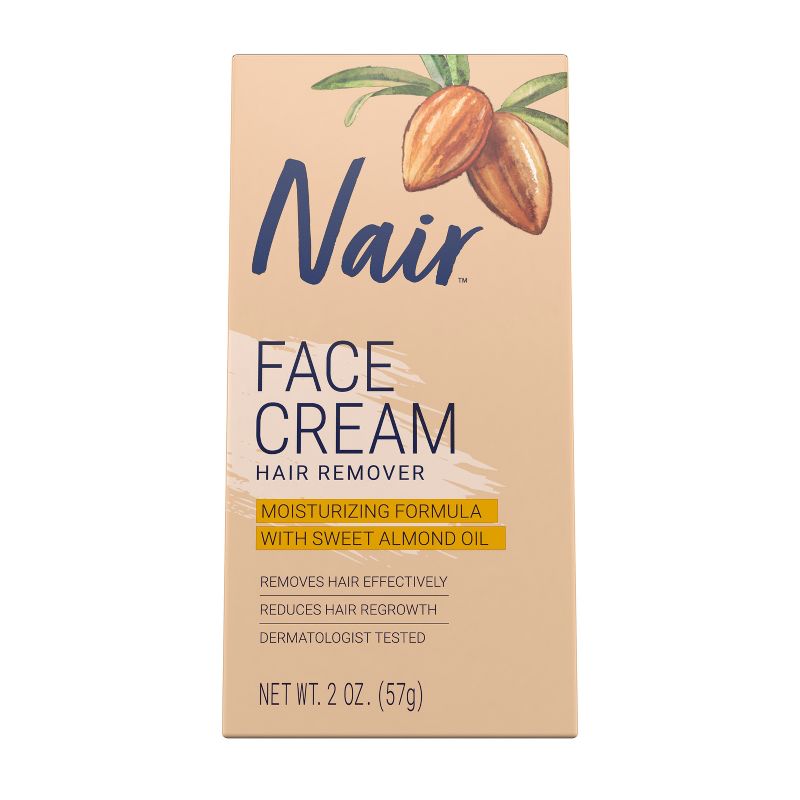 Nair Moisturizing Facial Hair Removal Cream with Sweet Almond Oil - 2.0oz, 1 of 10