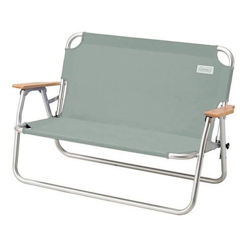 Coleman Living Collection Polyester Foldable Bench for Patio and Garden with Carrying Handle, Aluminum Frame, and Natural Wood Armrests, Green - image 1 of 4