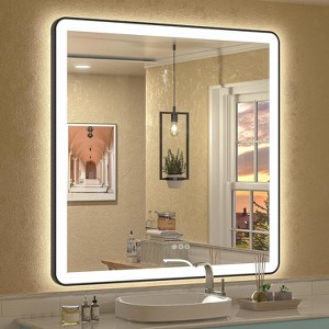Apmir Super Bright Independent Controlled Front & Back LED Lighted Anti-Fog Aluminum Alloy Framed Tempered Glass Bathroom Mirror with  3-Year Warranty - 1 of 4