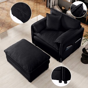 ORRD 57" Oversized Recliner Chair with Ottoman, Chenille Lounge Chair for Living Room, Beige - 1 of 4