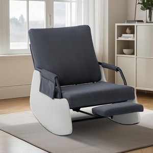 Rocking Chair with Adjustable Backrest & Footrest Upholstered Plush Seating Glider Rocker with High Backrest, Modern Living Room Armchair - 1 of 4