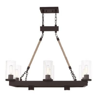 Metuchen 8-Light Bronze Industrial Linear Chandelier with Clear Glass