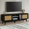 KIGFTSOD 63'' Dark Rattan TV Stand - 2 Storage Cabinets, Solid Wood Legs, Fits 65 Inch TV, Media Console for Living Room & Bedroom - 2 of 4