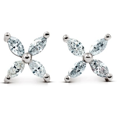 Pompeii3 5/8ct Diamond Eight-Stone Marquise Studs 14K White Gold Womens Earrings
