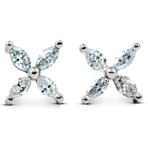 Pompeii3 5/8ct Diamond Eight-Stone Marquise Studs 14K White Gold Womens Earrings - 1 of 4
