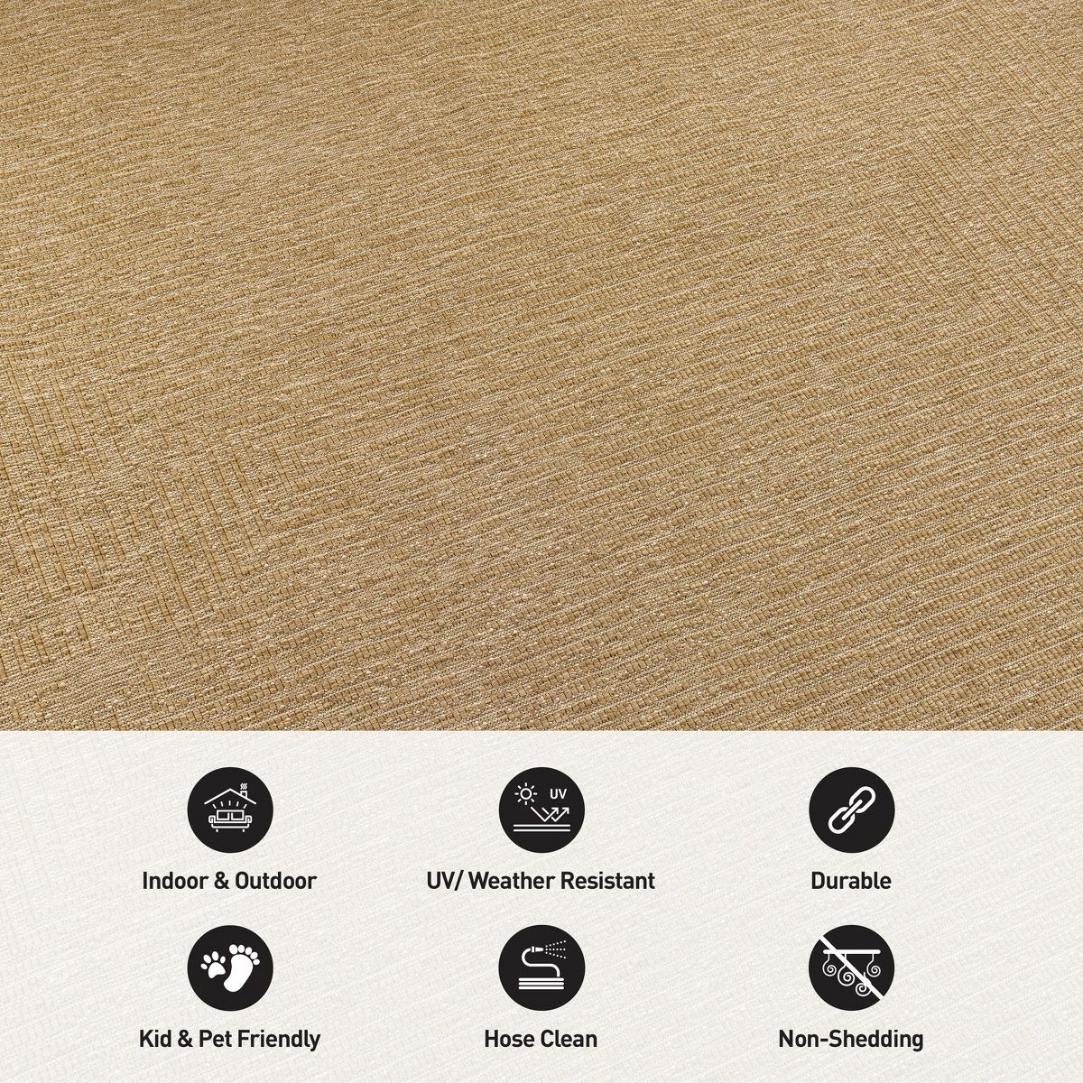 World Rug Gallery Distressed Frame Reversible Jute-Look Indoor/Outdoor Rug - thumbnail 8