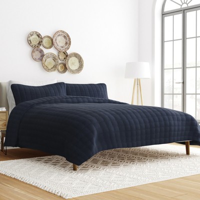 Quilted Coverlet and Shams Set Damask Square Herringbone Pattern - Becky Cameron