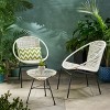 GDFStudio Belvidere Outdoor Wicker and Tempered Glass 3 Piece Chat Set - 2 of 4