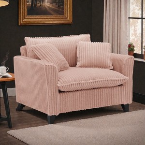 Mshliw Corduroy Lazy Sofa Chair with Backrest and Armrests, Single Sofa, Soft Cushion Single Seating Lounge Chair for Living Room Bedroom - 1 of 4