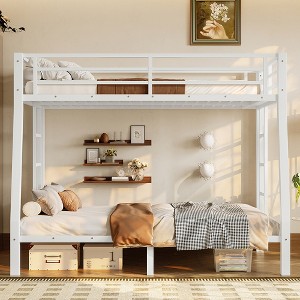 Racxily Metal Full XL over Queen Bunk Bed for Teens and Adults,Space-Saving/Noise Reduced/No Box Spring Needed - 1 of 4