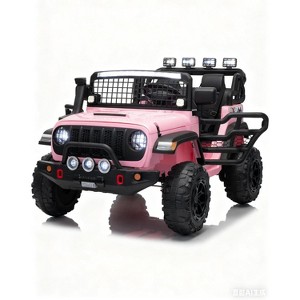 24V Ride on Car for Kids, 2-Seater Electric Truck with Parent Remote Control, 4 Max MPH, LED Lights & Music, Black - 1 of 4
