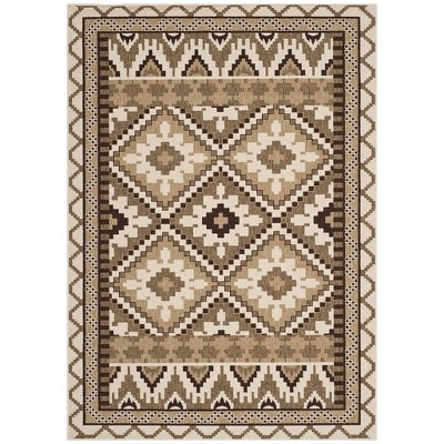 Veranda Brown and Beige Synthetic Rectangular Indoor/Outdoor Rug