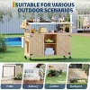 Portable Outdoor BBQ Prep Table - Metal Kitchen Island with Lockable Wheels, Storage Cabinet & Stainless Steel Top for Backyard Cooking - 2 of 4