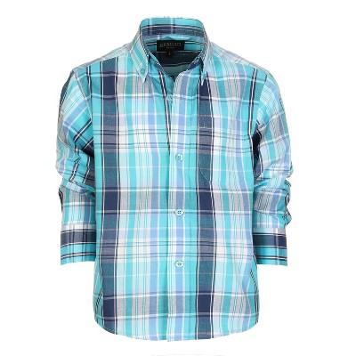 Gioberti Boy's Long Sleeve Button Down Plaid Checkered Shirt