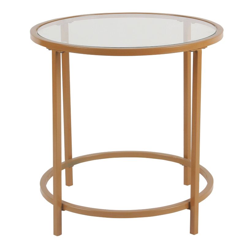 Round Metal Accent Table with Glass Top Gold - HomePop, 1 of 5