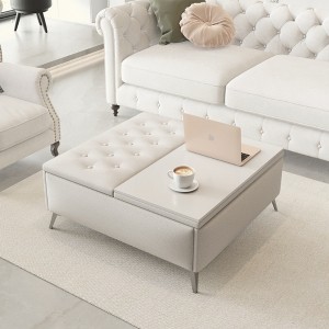 KIGFTSOD 35 inch Wide Square Storage Benches Coffee Table with Lift Top, Oversized Storage Ottoman in Upholstered for Living Room - 1 of 4