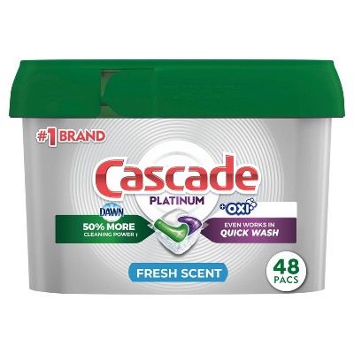 Cascade Platinum Action Pacs + Oxi Fresh Cleaner - 48ct/26.7oz
