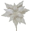 Northlight 22" Pearl White Glittered Poinsettia Christmas Stem Spray - 3 of 4
