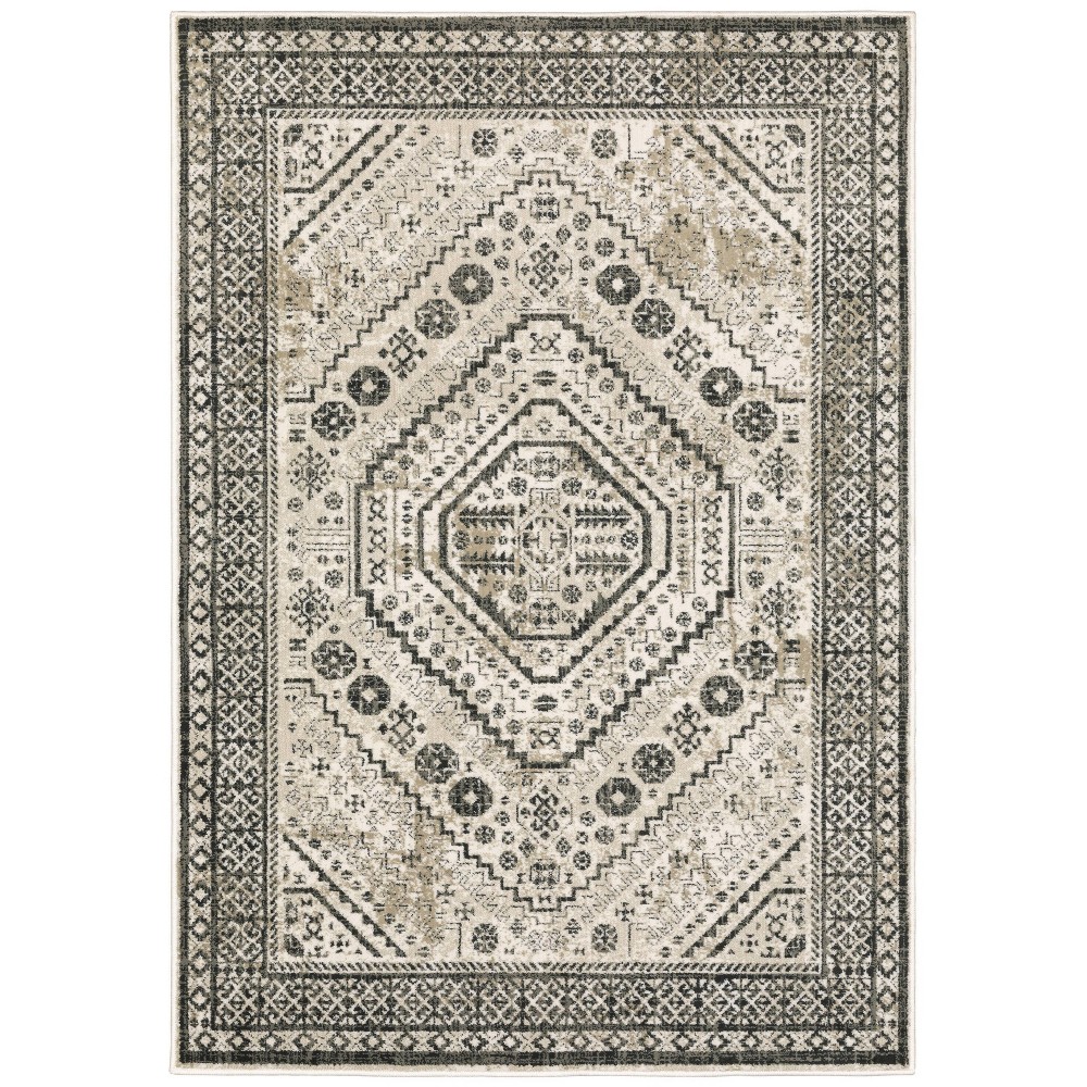 7'10inx10' Gabriella Vintage Medallion Rug Ivory/Gray - Captiv8e Designs