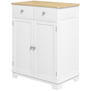 Aghana Digitals Distressed White Kitchen Sideboard with Solid Wood Top, 2 Drawers, Adjustable - 1 of 4