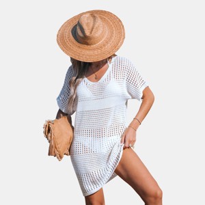 Women's Breezy Beach Crochet Cover Up Dress - Cupshe - 1 of 4