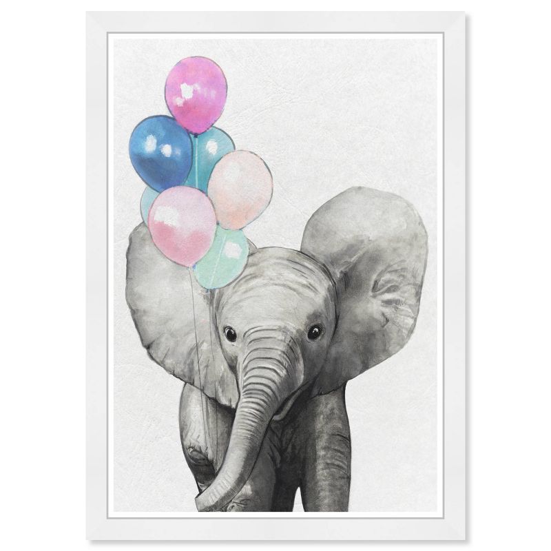 13&#34; x 19&#34; Baby Elephant with Balloons Colorful Animals Framed Wall Art Gray - Olivia&#39;s Easel, 3 of 7