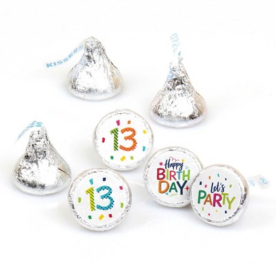 Big Dot of Happiness 13th Birthday Cheerful Happy Birthday - Thirteenth Round Candy Sticker Favors - Labels Fit Hershey's Kisses (1 sheet of 108)