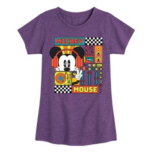 Girls' - Disney - Mickey Mouse Rhythm Waves Fitted Short Sleeve Graphic T-Shirt - 1 of 4
