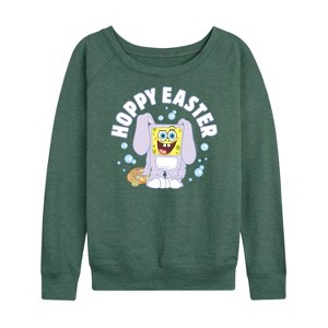 Women's - SpongeBob Squarepants - Hoppy Easter Lightweight French Terry Wide Neck Long Sleeve Shirt - 1 of 4