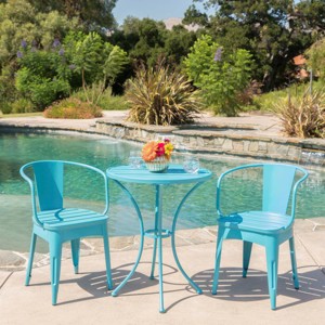Outdoor Furniture Set, Metal Dining Set For Outdoor,  Stackable Water-Resistant Armrest Chairs-Coolbibila - 1 of 4
