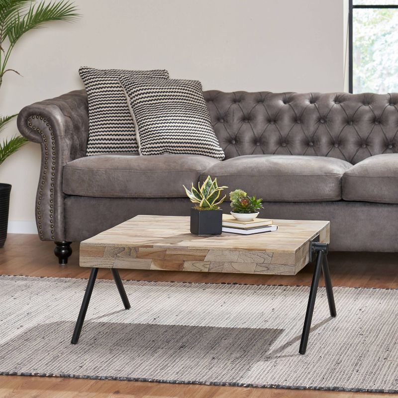 Gurley Handcrafted Modern Industrial Mango Wood Coffee Table Gray/Black - Christopher Knight Home, 3 of 9