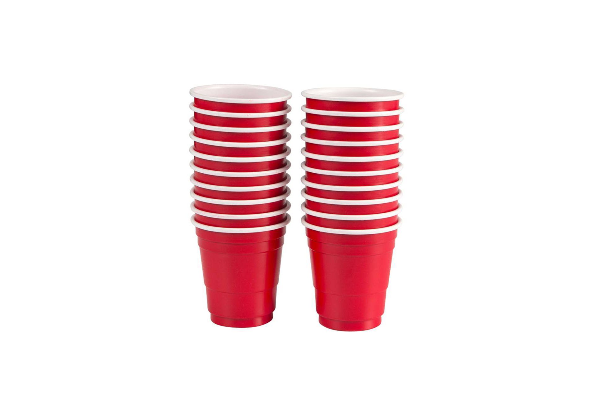 Houdini 20pk Disposable Shot Glasses:  Red Plastic Shot Cups, 2oz Capacity