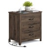 Farmhouse Nightstand with Charging Station - 3-Drawer Bedside Table with USB Ports - 3 of 4