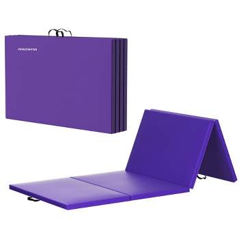 BalanceFrom All-Purpose 1/2 In. High Density Foam Exercise Yoga Mat  Anti-Tear with Carrying Strap, Purple 