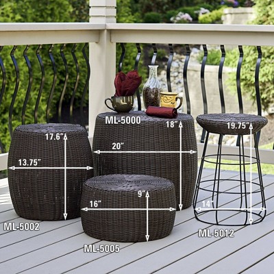 Brown Resin Wicker Barrel Side Table
